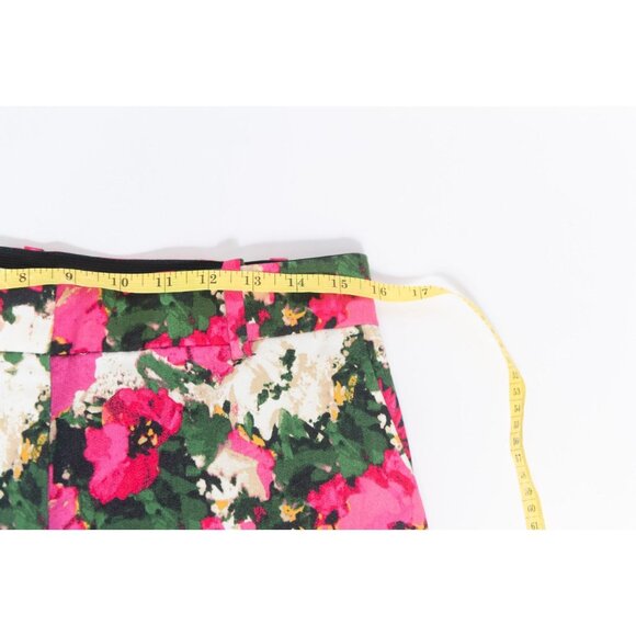 H&M Pink Floral Mid-Rise Straight Slim Stretch Ankle Trouser Pants Size 10 - Picture 11 of 13